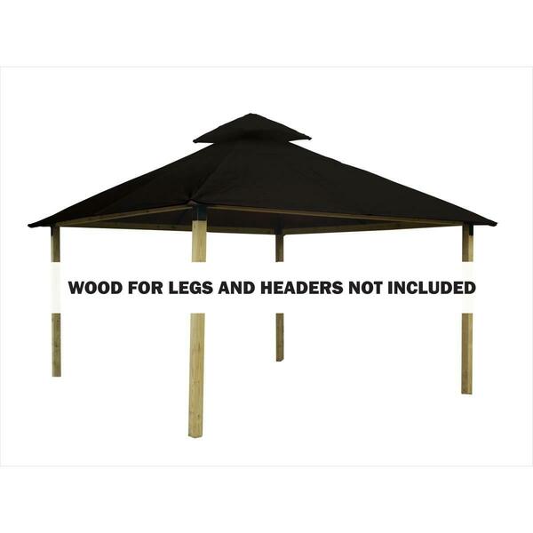 Superherostuff 12 sq. ft. Gazebo Roof Framing & Mounting Kit with Black Outdura Canopy PA3732427